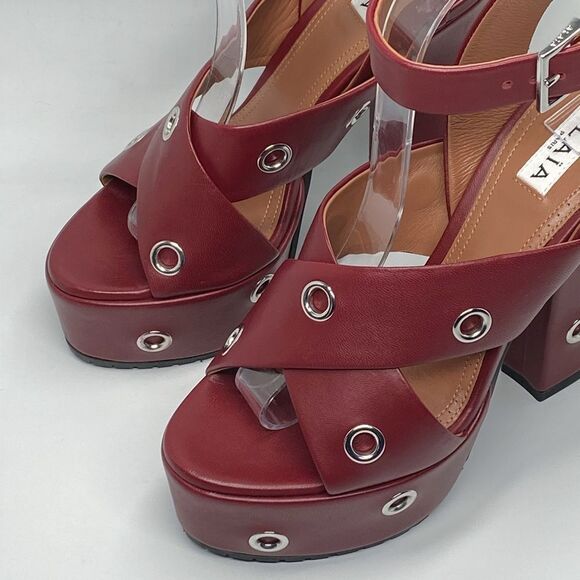 Alaia Eyelets Leather Platform Sandals size 37.5 - Picture 6 of 16
